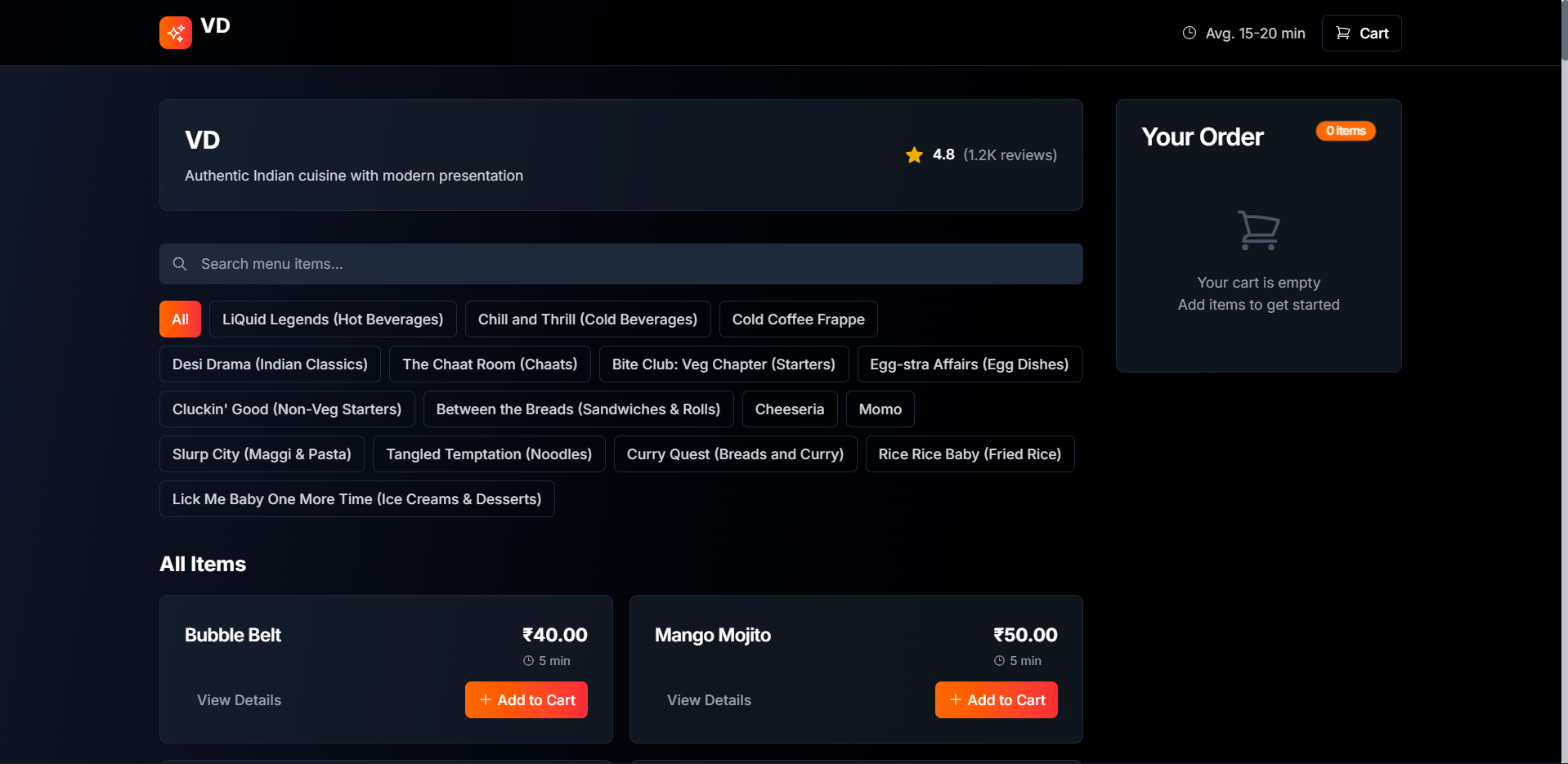 VD Cafe - Restaurant Management